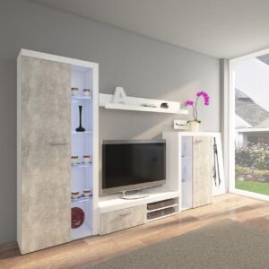 Obývací stěny RUMBA / RODOS  Světlý beton / Bílý