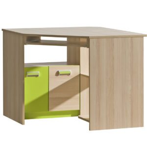 LR11 Rohový psací stůl LORENTO jasan coimbra + zelená limetka