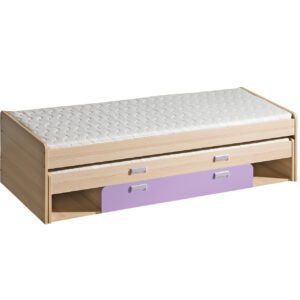 LR16 Patrová postel nízká LORENTO jasan coimbra + fialový