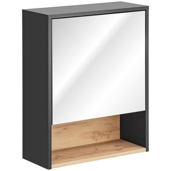 Skříňka závěsná se zrcadlem HILTON 840 šedý vesmír / dub artisan