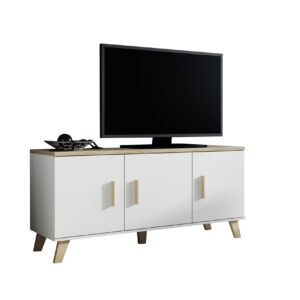 Televizní stolek LOTTA 150 3D bílá / dub sonoma