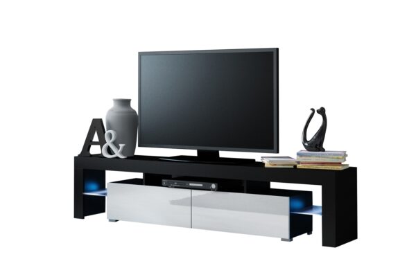 Televizní stolek SOLO 200 černý / bílý lesk