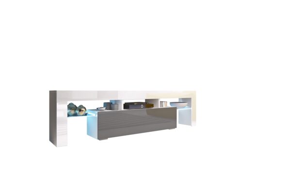 Televizní stolek TORO 158 bílý / šedá lesk