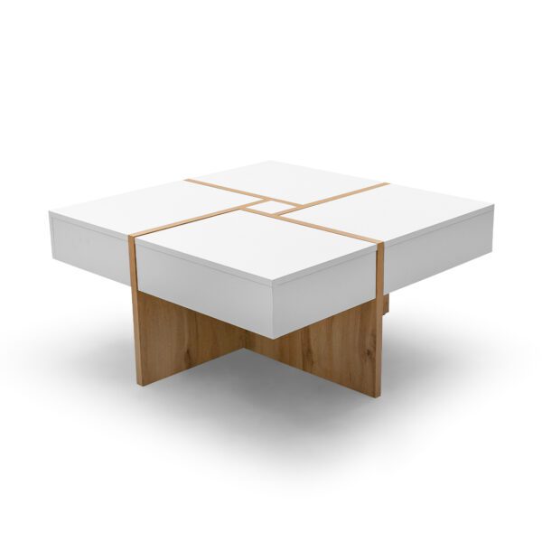 Konferenční stolek DRAW dub wotan / bílý