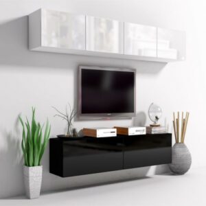 Luxusní obývací stěna ONYX 2 bílý / černý lesk
