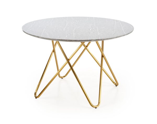 Stůl BONELLO popelavý mramor / zlatý