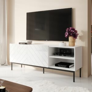 Televizní stolek ABETO 150 bílý / černý podstavec