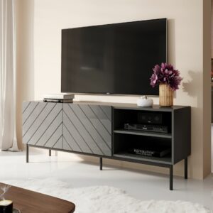 Televizní stolek ABETO 150 grafit / černý podstavec