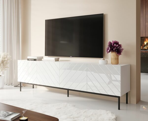 Televizní stolek ABETO 200 bílý / černý podstavec