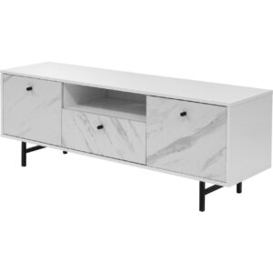 Televizní stolek VEROLI VR03 bílý / bílý mramor