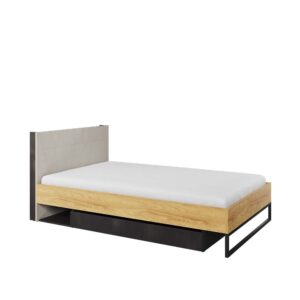 Postel 120x200 s roštem hikora naturalna/silk flou/raw steel TEEN FLEX TF17